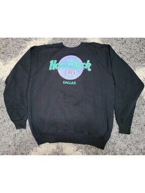 Vintage Hard Rock Cafe Dallas Black Crewneck Sweater Large
